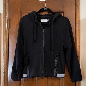 Adidas Ladies (S) Black Cropped Hoodie Zippered Sweatshirt